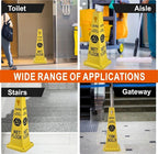 26.5" Caution Cones, 4-Sided Visible Safety Signs with Heavy Rubber Base, Warning for Slip & Fall Prevention, Indoor/Outdoor Use (8, Wet Floor Caution-Yellow, 26.5 inch)