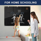TSJ OFFICE Glass Dry-Erase Board - 48 x 30 Inches Wall Mounted Black Glass Magnetic Whiteboard, Large Frameless White Board for Office, Home & School