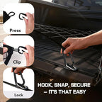 Cargo Net for Pickup Truck Bed, Stretchable 4'x4' to 7'x7' Fine Mesh Elastic Net Set with Heavy-Duty Iron Hooks & 2 Tie-Down Straps, Secure Truck Bed Cargo Netting for Pickup and Trailer Transport