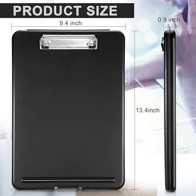 Mimorou 15 Pcs Clipboard with Storage Plastic Nursing Clipboard 9.5 x 13.5 Inch with Low Profile Clip Foldable Clip Board with Storage for Home Office Back to School Supplies