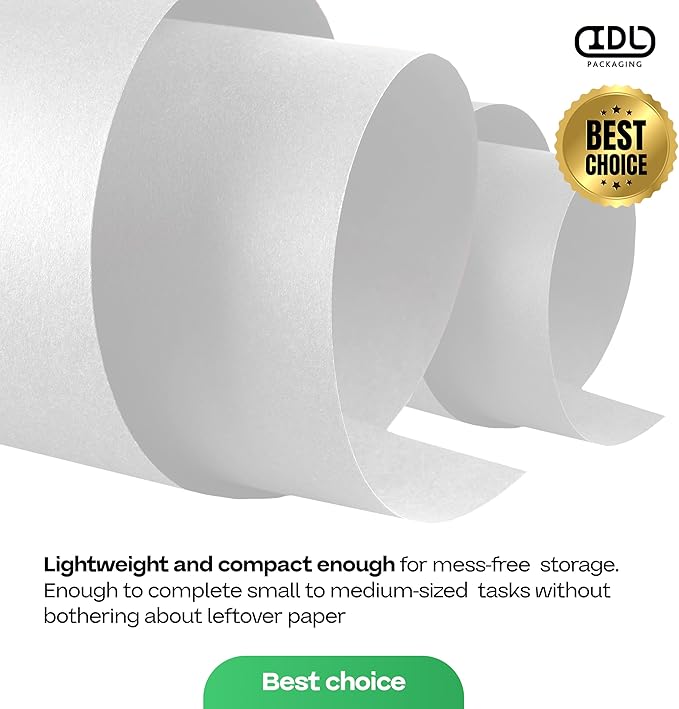 White Kraft Paper Roll 24" x 1200" (100 feet) with Cutter- USA-Made Wrapping Paper for Packing, Moving, Shipping & Crafts/Arts - 100% Recyclable Natural Craft Material by IDL Packaging