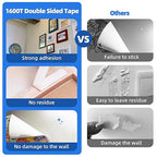 Double Sided Tape 2"×16.5Ft, Mounting Tape Heavy Duty No Residue, Removable PE Foam Tape Strips, Extra Strong Adhesive Tape Waterproof for Walls Home Office Decor Crafts Paint Picture Poster