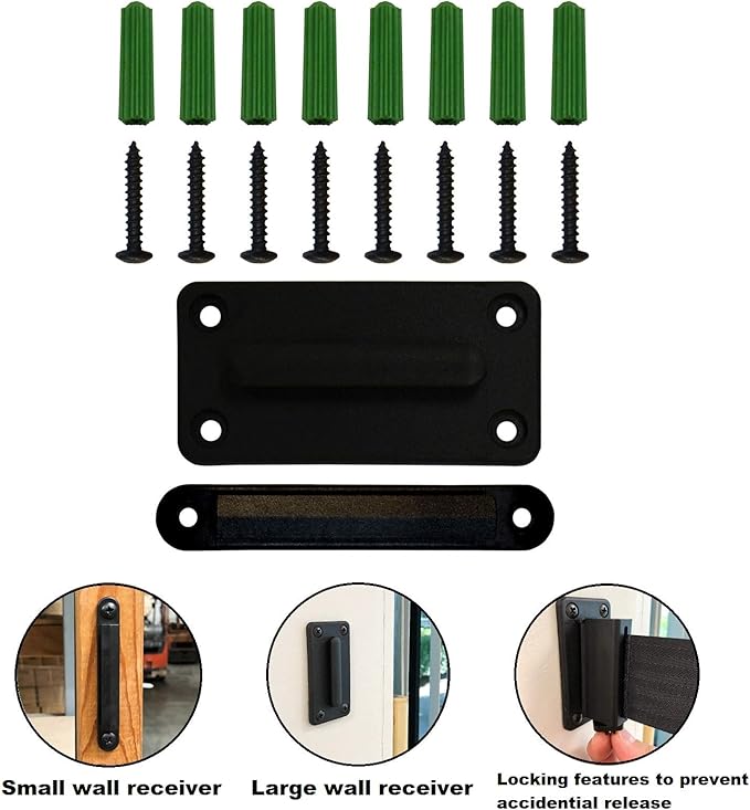 Retractable Stanchion, 6 SPECIALTY Posts + Signframe, 36" Ht, 78" Special Event & Holiday Theme Belt + Bonus Replacement Cassettes + Wall Receiver (WHT Post/July 4th Flag Belt)
