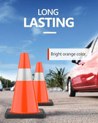 (8 Pack) BATTIFE Traffic Cones 18 Inch with Black Weighted Base, PVC Orange Cone for Traffic Control,Construction Events, Driveway Road Parking Lot