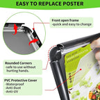 Adjustable Pedestal Sign Holder Stand 11x17Inch, Floor Standing Poster Sign Stand, Aluminum Frame for Vertical/Horizontal View Sign Stand,Outdoor/Indoor Standing Sign Holders(Black,Round)