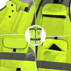 TCCFCCT Reflective Safety Vest 9 Pockets High Visibility Vest for Men Women, Hi Vis Reflective Work Vest for Safety, Meets ANSI/ISEA Standards, (Yellow, XX-Large)