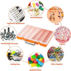 Bluedale 2 Pack 48 Grids Large Plastic Organizer Box with Adjustable Dividers, Beads Storage Containers Compartment Tackle Box Case for Crafts Hobby Small Parts Fishing Seeds Jewelry (Orange)