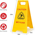 MATTHEW CLEANING 25'' Industrial Wet Floor Sign 3 Pack 2-Sided Safety A-Frame Birght Yellow Multilingual Warning Signs Commercial Caution Wet Fold-out Floor Signs For Indoors and Outdoors