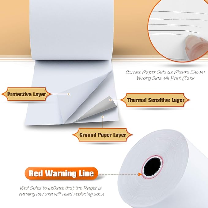 (50 Rolls) 2 1/4" x 230' Thermal Paper, POS Receipt Paper for Retail Business Cash Register, Fits Most Credit Card Terminal