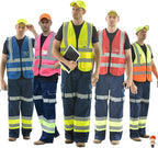 A-SAFETY yellow blue work vest side pocket