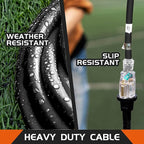 3-Outlets Indoor Outdoor Extension Cord Weatherproof with Lighted End, UL Listed, 12 Gauge 40FT Black 3 Prong Heavy Duty, 12/3 SJTW 15A Power Cord