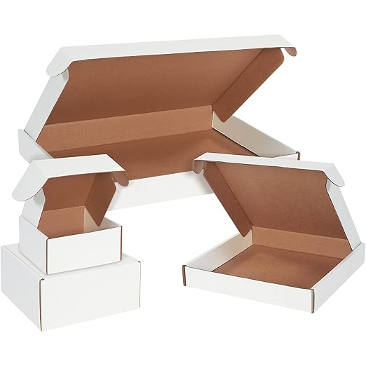 Box USA 12" Deluxe Shipping Boxes 12"L x 12"W x 3"H, 50-Pack - White Box Mailers for Packaging, Storage, Gifts or Bulk Business Orders