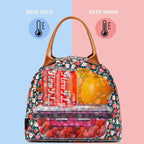 FlowFly Insulated Lunch Cooler Bag - Tote Bag Organizer for Women/Men, Floral#Red