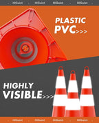 12 Pack HiGiant 28 inch Traffic Safety Cones with Reflective Collars, Sturdy Orange PVC Cones for Road Safety, Parking lot and Driving Training