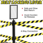 Therwen 6 Pcs Double Retractable Belt Barrier with Stanchion Dual Retractable Safety Belt Heavy Duty Crowd Control Stanchions Stainless Steel Post Holder Safety Barrier Stand (9.8 ft,Black and Yellow)