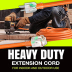 50ft Outdoor/Indoor Extension Cord 14/3 Gauge Heavy Duty 3 Prong SJTW, Waterproof, Flexible Cold-Resistant Long Power Cord,15A 125V 1875W, Orange by LifeSupplyUSA