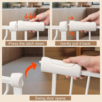 Baby Gate for Stairs No Drill 38.58-43.31 Inch, Pressure Mounted Metal Child Safety Dog Gates for Doorways, Walk Through Pet Indoor Auto Close, White