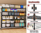 PrimeZone 6 Tier 80.7" H x 55.5" W x 24" D Wire Shelving with Wheels 3600lbs NSF Certified Storage Shelves Heavy Duty Metal Shelf Adjustable Rolling Rack Commercial Garage Restaurant Warehouse 2pcs