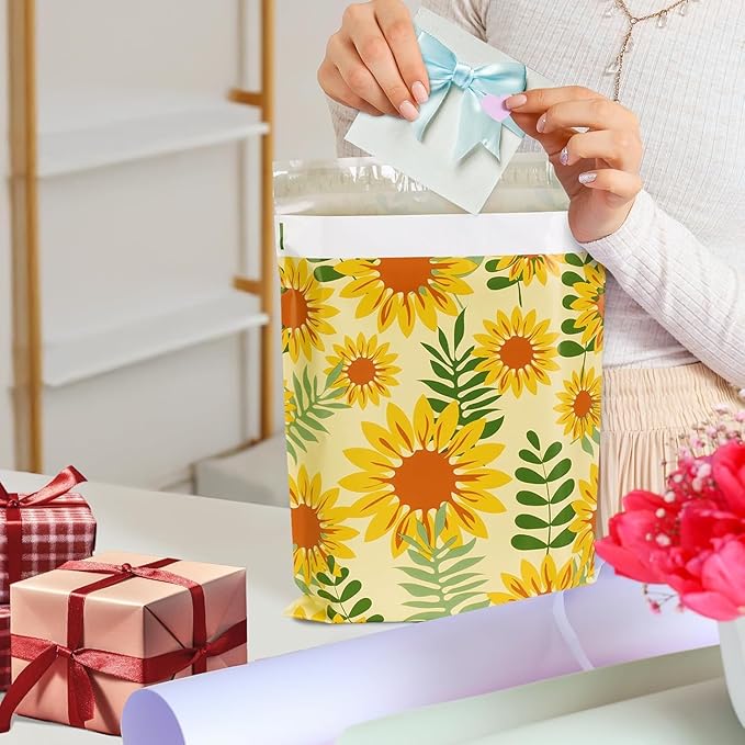 Metronic Poly Mailers 10x13 Inch 1200Pcs, Shipping Bags for Clothes,Self Adhesive Shipping Envelopes for Small Business,Waterproof Mailers Poly Bags for Shipping,Packaging Mailing Bags Sunflower