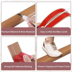 Floor Cord Cover Self Adhesive Cord Hider Floor Extension Cord Covers for Floor Power Cord Protector Cable Management Prevent Cable Trips Cable Cavity 0.59" W x 0.31" H (Light Brown Wood, 3.3Ft)