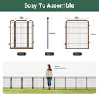 32 in(H) Decorative Garden Fence Outdoor for Yard with Gates,Heavy Duty Iron 8 Panels Total 17.3ft(L) Anti Dig Fence with Gravity Automatic Lock for Indoor/Outdoor Decorative Dog Fence,Brown