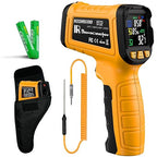 Infrared Thermometer Gun -58°F to 2732°F, IR Temperature Gun with K-Type Probe for Internal Readings, 50:1 High Temp Laser Thermometers Tool for Kilns, Furnaces, HVAC, BBQ Home & Industrial Use
