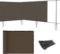 Patio 5' x 49' Outdoor Privacy Screen Freestanding Temporary Fence Panels Net Cover with Metal Poles for Outside Backyard Pool Garden Air Conditioner Fencing, Brown