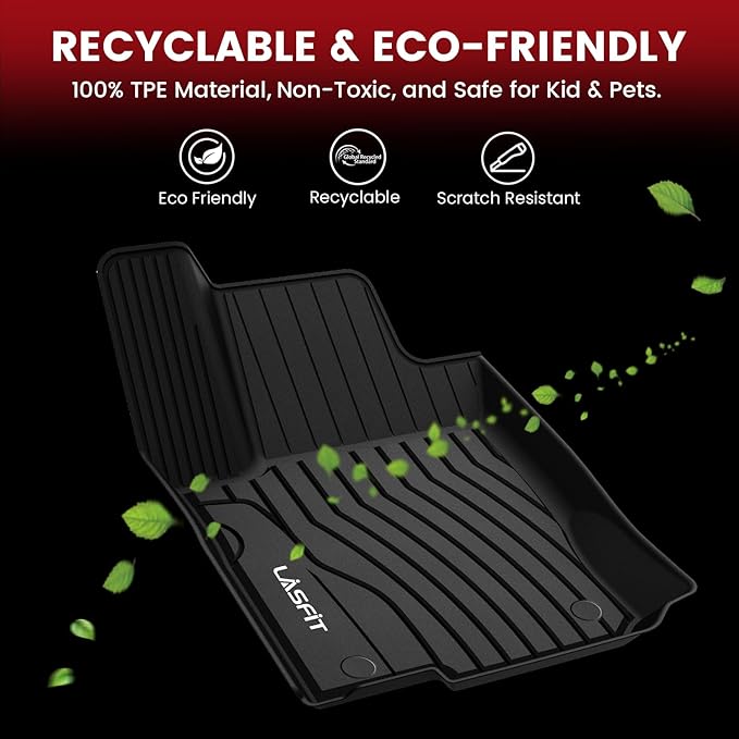 LASFIT Floor Mats for Mercedes Benz E Class 2017-2023 E300 / E350 / E400 / E450/ E43 AMG / E53 AMG / E63 AMG S (Fit Sedan & Wagon Only), All Weather TPE Floor Liners for E Class, 1st & 2nd Row