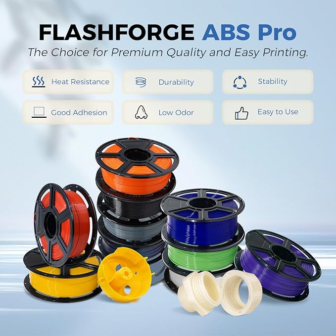 FLASHFORGE ABS Pro Filament 1.75mm Orange, 3D Printer Filament 1kg (2.2lbs) Spool-Dimensional Accuracy +/- 0.02mm, Hot Deformation Below 90℃, Great for Printing Heat-Resistant Functional Parts