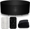 Heavy Duty Patio Furniture Covers Waterproof, 600D Round Outdoor Furniture Cover Waterproof for Sectional Sofa Couch, Outdoor Dining Table and Chair Set Covers 84"DIA x 28"H, Black