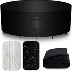 Heavy Duty Patio Furniture Covers Waterproof, 600D Round Outdoor Furniture Cover Waterproof for Sectional Sofa Couch, Outdoor Dining Table and Chair Set Covers 72"DIA x 28"H, Black