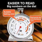 3.5" Oven Thermometer 100-600°F Kitchen Cooking Thermometer Instant Read Stainless Steel Oven Temperature Gauge with Hanger & Base 2Pcs