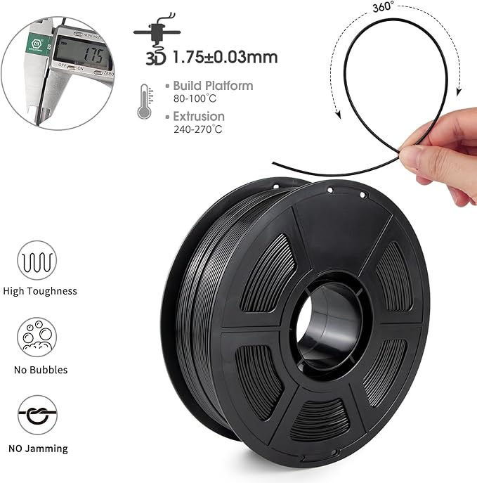 iSANMATE ASA 3D Printer Filament Bundle 4KG (8.8lbs), UV & Weather Resistant 3D Printer Filament Perfect for Outdoor Functional Parts, Black(4-Pack)