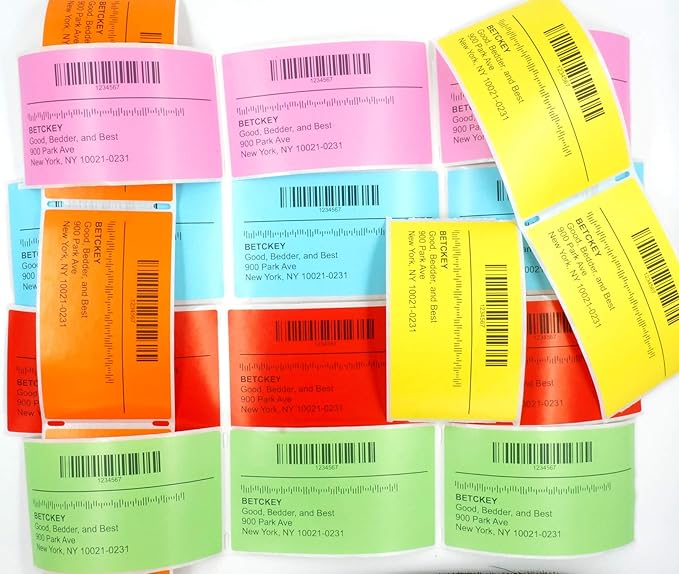 BETCKEY - 4" x 2" Barcode Shipping & Multipurpose Labels Compatible with Zebra & Rollo Label Printer,Premium Adhesive & Perforated[Orange, 6 Rolls, 4500 Labels]