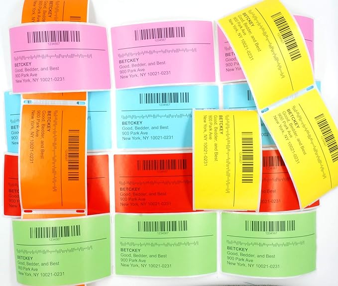 BETCKEY - Large Address Labels Replacement for Brother DK-1208 (1.4 in x 3.5 in), Compatible with Brother QL Label Printers [6 Rolls/2400 Labels, Yellow]