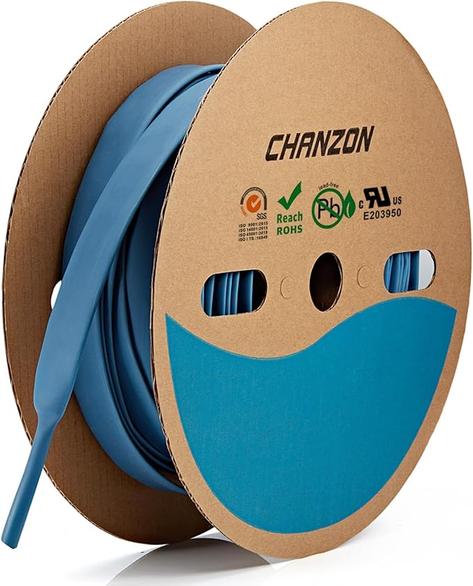 Chanzon 3:1 Ratio - 80ft Roll - Heat Shrink Tubing 3/4" (19.1mm) - Marine Grade Waterproof Adhesive Lined - (25M Total Length) Blue Polyolefin Sleeving Wrap Shrinking 3 to 1 Ratio 1pcs