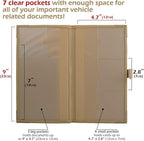Auto Insurance and Registration Card Holder - Vehicle Glove Box Document Organizer - Car Essential Paperwork Holder for DMV, AAA, Contact Information Cards - Premium PU Leather Wallet Case - Beige
