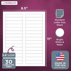 NextDayLabels - 3-7/16" x 2/3" Rectangular Sticker Labels for Printer - White Laser/Inkjet Printer Labels Return Address Labels Shipping Label Stickers (100 Sheets, 30 Per Sheet, 3000 Labels)