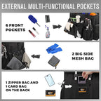 Rolling Cleaning Caddy Bag with Detachable Trolley, Large Cleaning Supplies Organizer with Wheels, Multi Pocket Cleaning Cart with Adjustable Shoulder Strap for Housekeepers & Home Use, Black