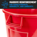 Magnum 32 Gallon Trash Can, High-Vis Red, Construction Grade, Heavy Duty Plastic, Jobsite Ready for Handling and Holding Garbage CMTC-C000-32R04 (4 Pack)