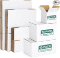 Eupako 30 Pack Small Shipping Boxes Assorted Sizes, White Corrugated Box Mailers, Cardboard Boxes for Packaging Small Business, Mailing, 4x4x4 & 8x6x6 & 10x7x5 10 PCS Each Small Boxes