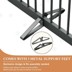 Freestanding Dog Gates with Door Walk Through, Pet Gate for Stairs, 80 inch Wide Gates Indoor, Dog Fences Indoor, Support Feet Included, 4 Panels, 32" Tall, Grey