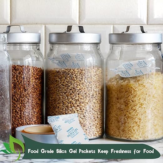 VacYaYa 2 Gram(250Packs) Food Grade Moisture Absorbers Silica Gel Packs Desiccant for Storage,Food Safe Dessicant Silica Gel Packets for Moisture Storage Control
