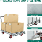 YITAHOME 2-in-1 Steel Panel Truck Cart 2200 LBS, Heavy Duty Platform Truck Carts with 4 Side Handrails, Flatbed Lumber Cart Drywall Carts with 4 Rubber Swivel Casters for Loading and Storage