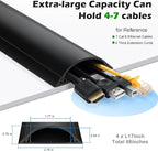 Cord Cover Floor 68in (4 x L17in), Large Capacity Floor Cable Cover, Hard PVC Cord Hider, Wire Cable Management Raceway, Black, Cord Cavity - 1.8"(W) x 0.6"(H)