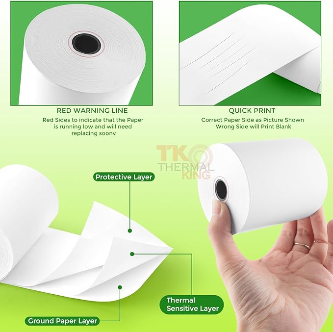 (50 Rolls) 3 1/8" x 230' Thermal Paper, POS Receipt Paper for Retail Business Cash Register, Fits Most Credit Card Terminal Point Of Sale