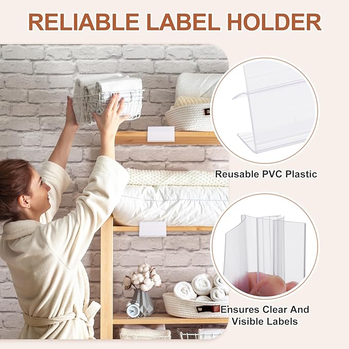 PATIKIL 3.9" x 1.8" Wire Shelf Label Holder, 30 Pack Reusable Plastic Price Tag Display Clip for 0.79" to 0.98" Thick Shelves with Paper Inserts Pens for Home Market Store, Clear