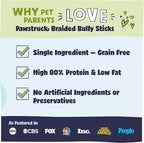 Pawstruck Natural 9” Braided Bully Sticks for Dogs - Tough, Long-Lasting, Rawhide-Free, Low Odor, Healthy Single Ingredient Chew Treat for Aggressive Chewers - 25 Count - Packaging May Vary