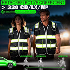 BeautyWill 5 Pack Safety Vest Class2 ANSI Certified Custom Logo High Visibility Reflective Vest for Men -10 Pockets Personalized Logo Heavy-Duty Work Vest（Mesh Black，4XL）