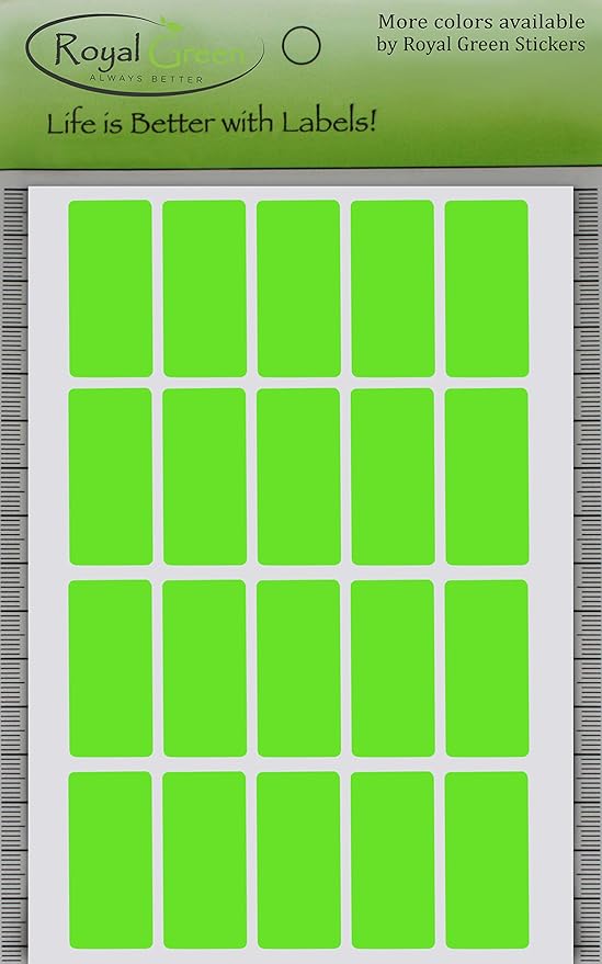 Royal Green Small Label Tags Stickers in Neon Green (40mm x 19mm) 1.57 inch x 0.75-2000 Pack